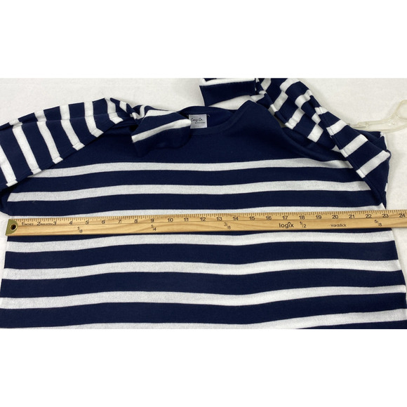Women Nautical Sweater Size Large Blue White Stripe Coastal Long Sleeve Pullover - Picture 4 of 9